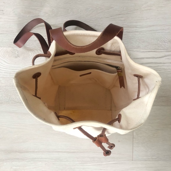 Madewell Canvas Leather Somerset Drawstring Backpack Purse - Picture 5 of 16